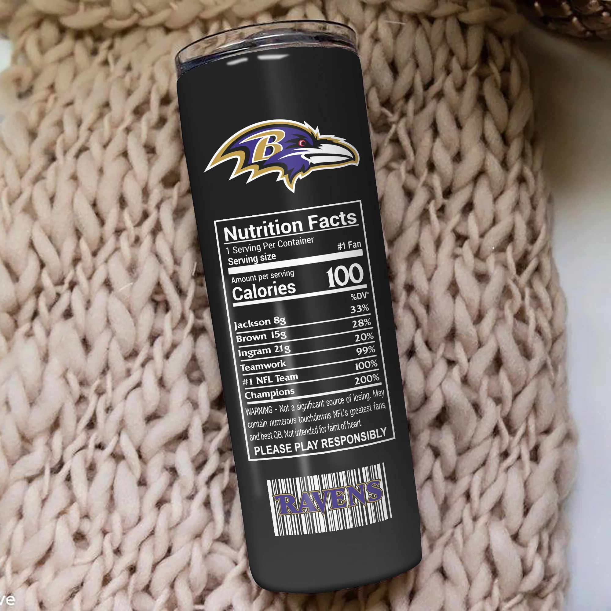 ΝFL03-Limited Edition Ravens Skinny Tumbler Cup 20oz & 30oz - Image 3