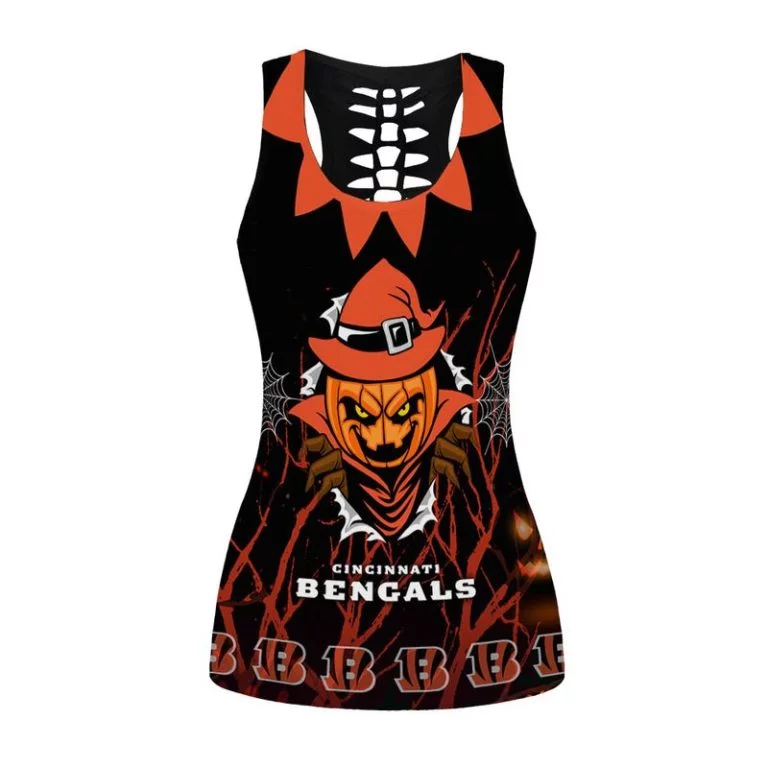 Cincinnati Bengals Women's Hollow Out Tank Top + Legging QG41 - Image 2