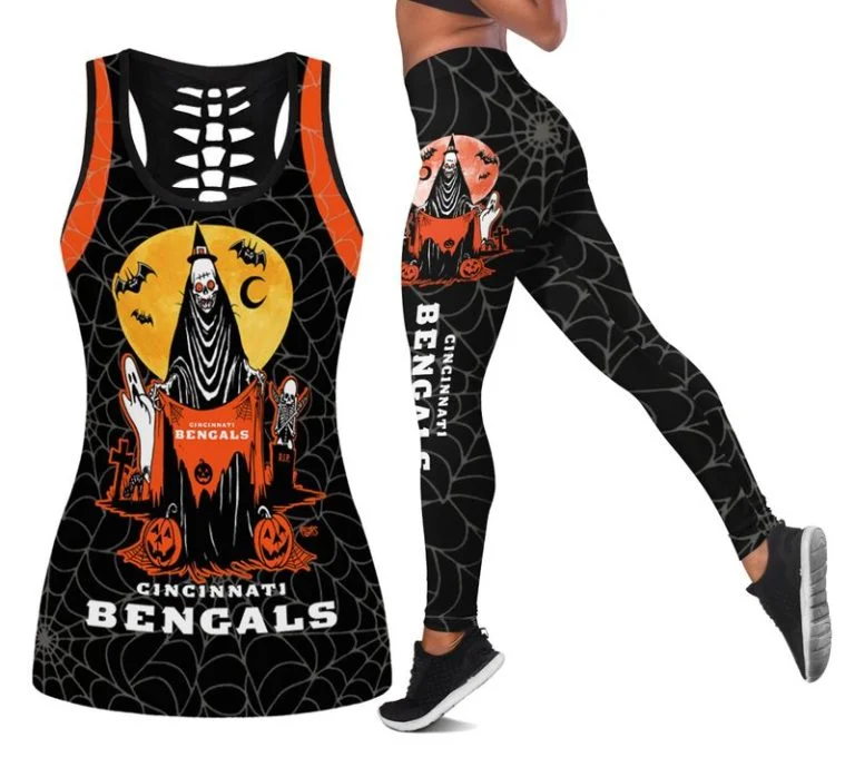 Cincinnati Bengals Women's Hollow Out Tank Top + Legging WT41