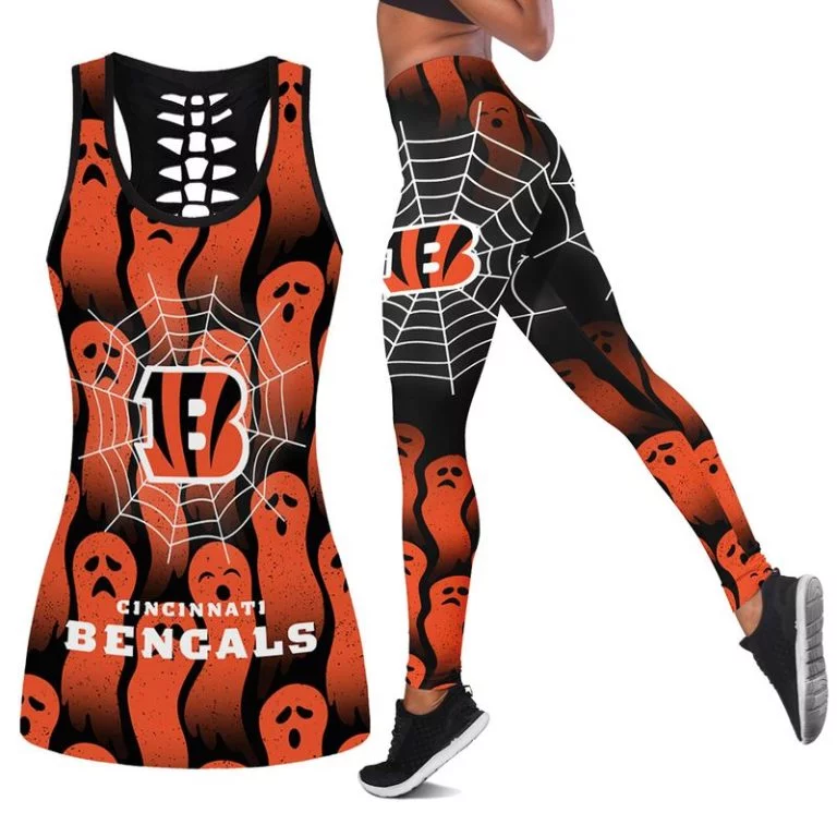Cincinnati Bengals Women's Hollow Out Tank Top + Legging ET74