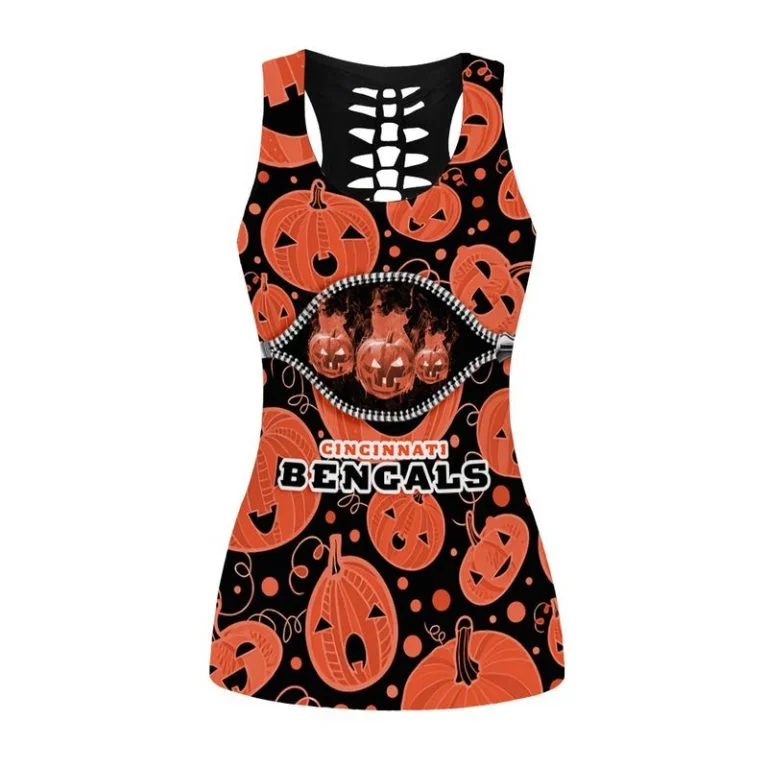 Cincinnati Bengals Women's Hollow Out Tank Top + Legging BJ41 - Image 2