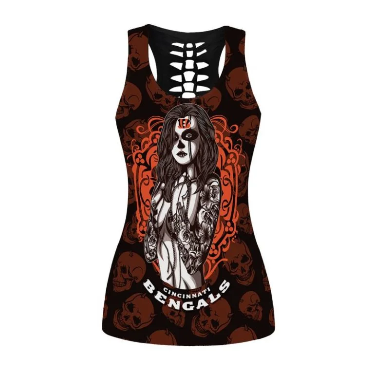 Cincinnati Bengals Women's Hollow Out Tank Top + Legging YE41 - Image 2