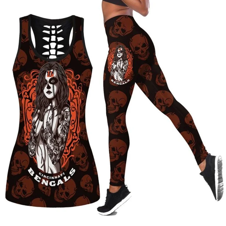 Cincinnati Bengals Women's Hollow Out Tank Top + Legging YE41