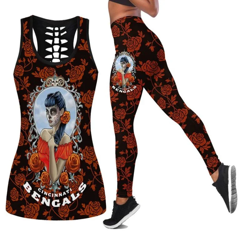 Cincinnati Bengals Women's Hollow Out Tank Top + Legging KG13