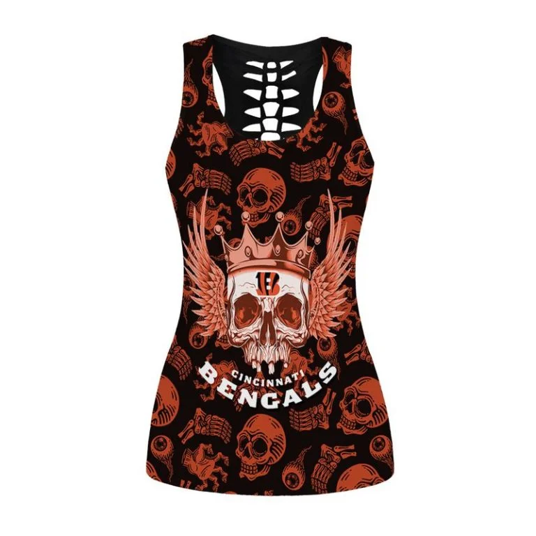 Cincinnati Bengals Women's Hollow Out Tank Top + Legging WT82 - Image 2