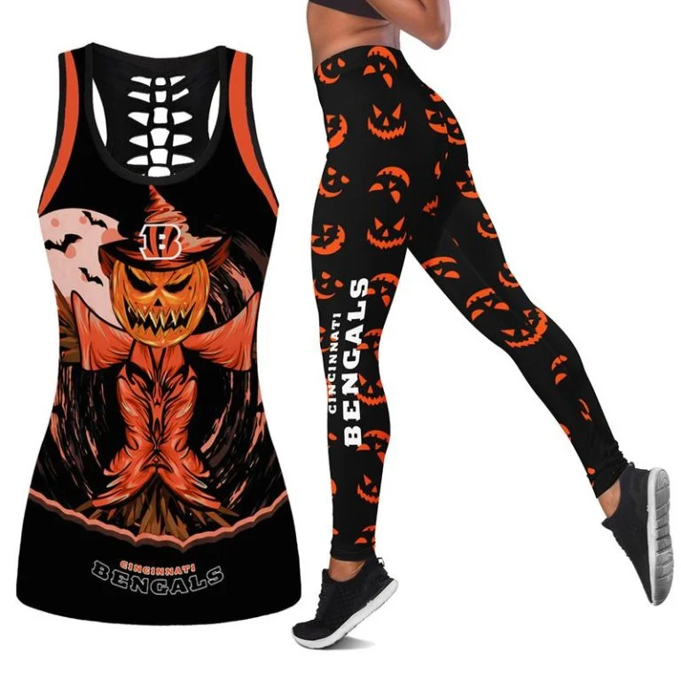 Cincinnati Bengals Women's Hollow Out Tank Top + Legging WT76