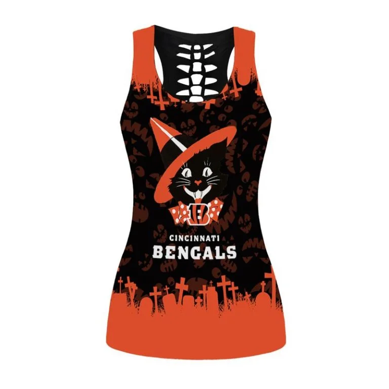 Cincinnati Bengals Women's Hollow Out Tank Top + Legging UT52 - Image 2
