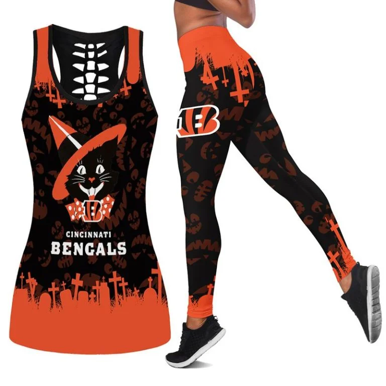 Cincinnati Bengals Women's Hollow Out Tank Top + Legging UT52