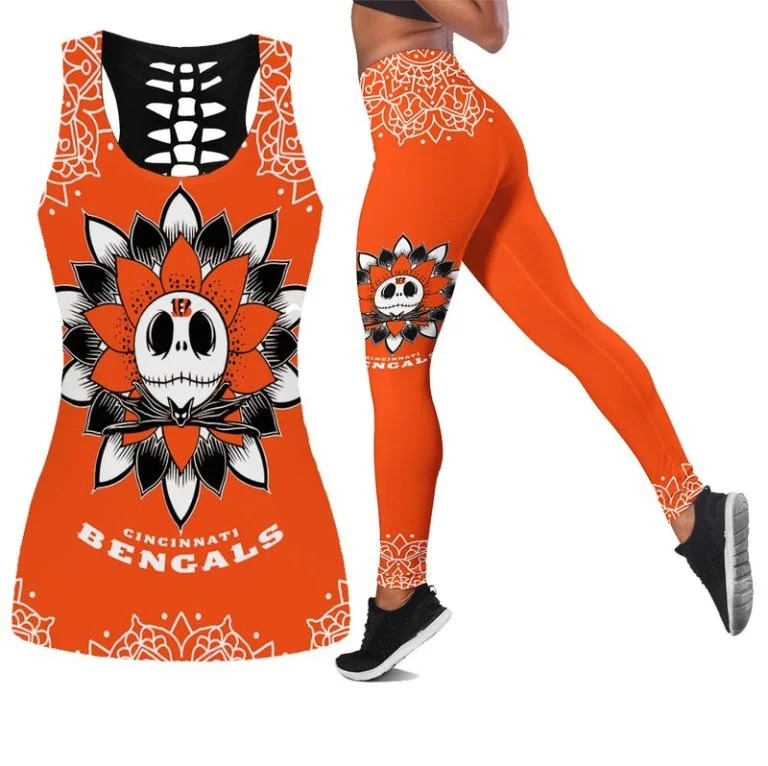 Cincinnati Bengals Women's Hollow Out Tank Top + Legging DH41