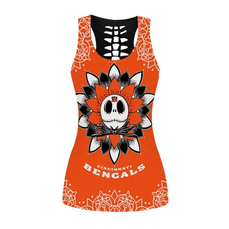 Cincinnati Bengals Women's Hollow Out Tank Top + Legging DH41 - Image 2