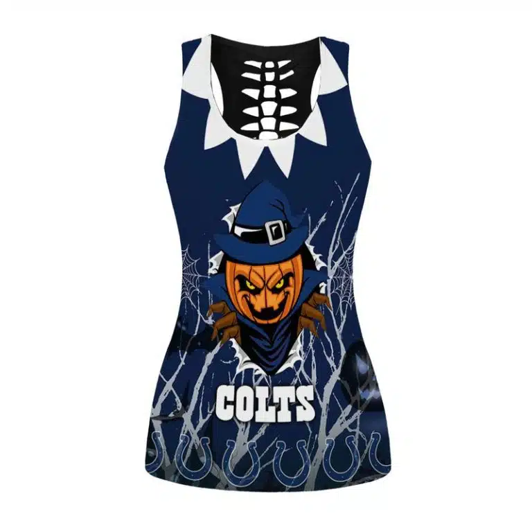 Indianapolis Colts Women's Hollow Out Tank Top + Legging MT13 - Image 2