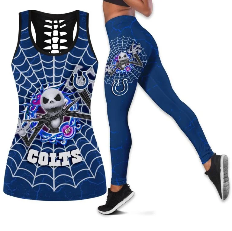 Indianapolis Colts Women's Hollow Out Tank Top + Legging OY13