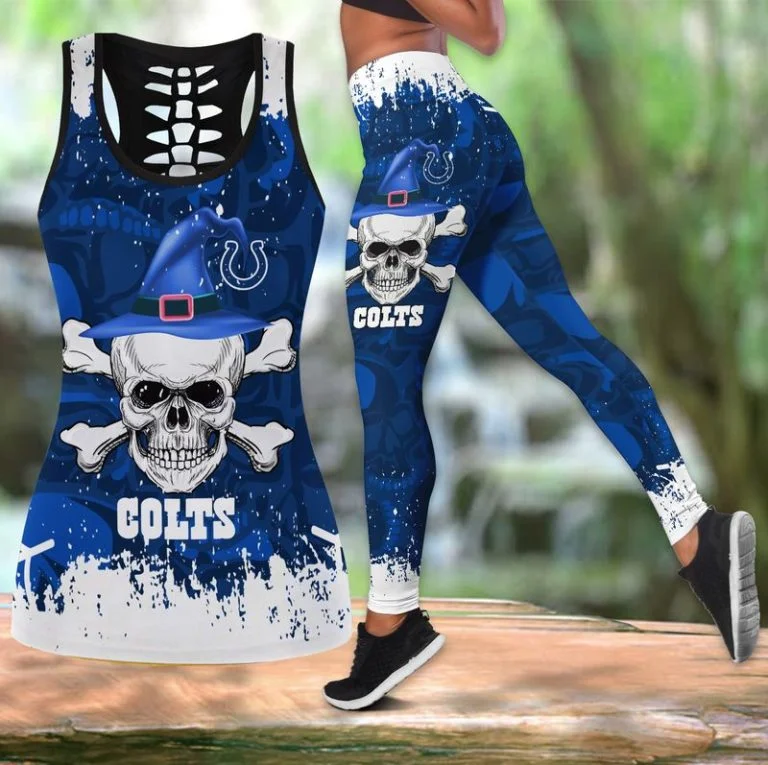 Indianapolis Colts Women's Hollow Out Tank Top + Legging ND13