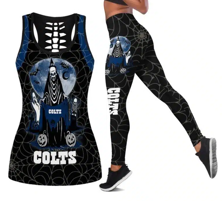 Indianapolis Colts Women's Hollow Out Tank Top + Legging JQ23