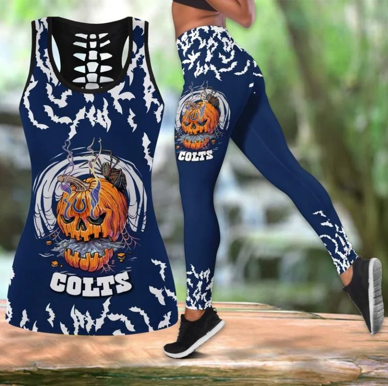 Indianapolis Colts Women's Hollow Out Tank Top + Legging UF52