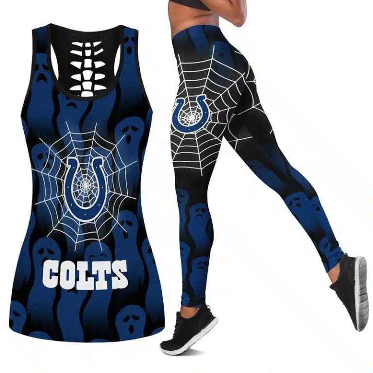 Indianapolis Colts Women's Hollow Out Tank Top + Legging NF76