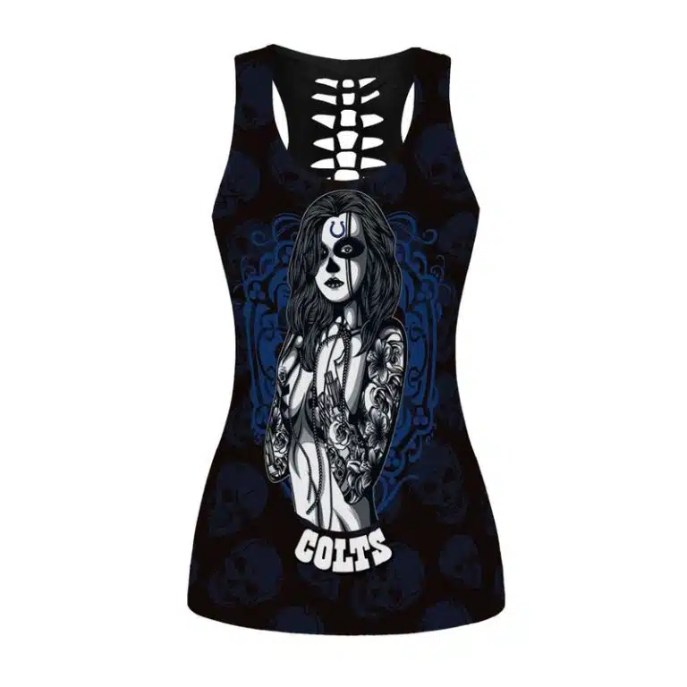 INDIANAPOLIS COLTS WOMEN'S HOLLOW OUT TANK TOP + LEGGING JF32 - Image 2