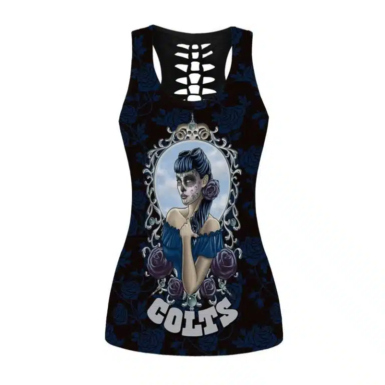 Indianapolis Colts Women's Hollow Out Tank Top + Legging UI23 - Image 2