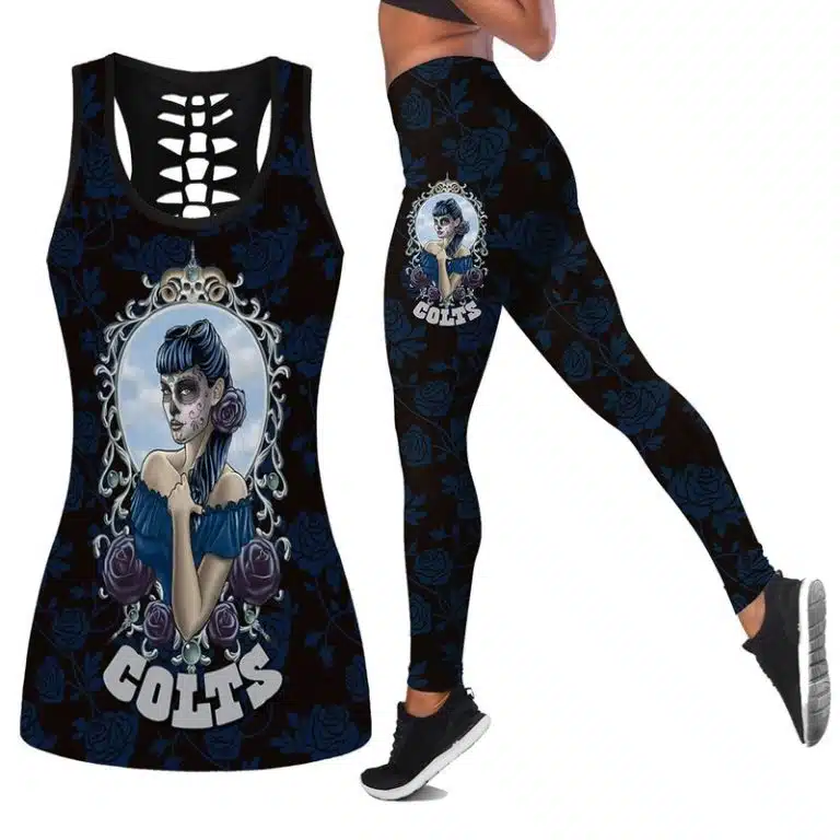 Indianapolis Colts Women's Hollow Out Tank Top + Legging UI23