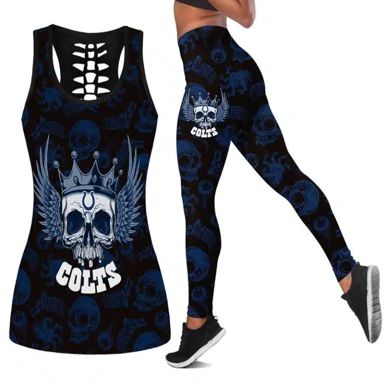 Indianapolis Colts Women's Hollow Out Tank Top + Legging KG39