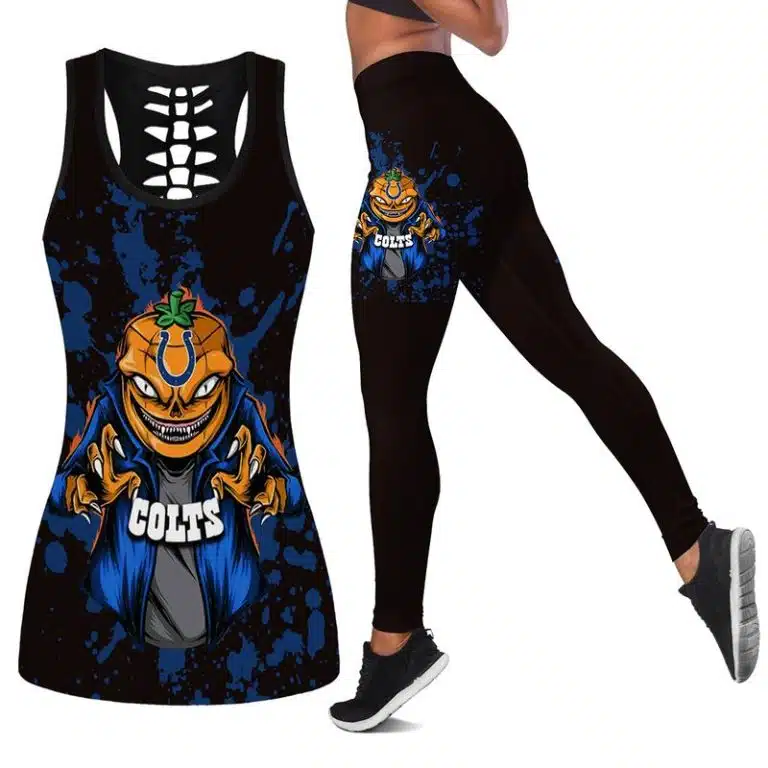 Indianapolis Colts Women's Hollow Out Tank Top + Legging IB94
