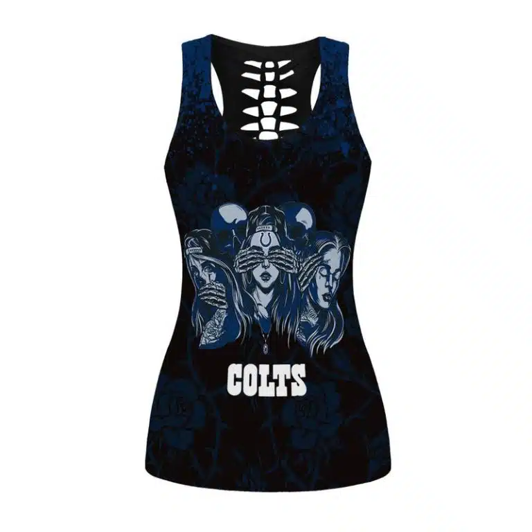 Indianapolis Colts Women's Hollow Out Tank Top + Legging OT19 - Image 2
