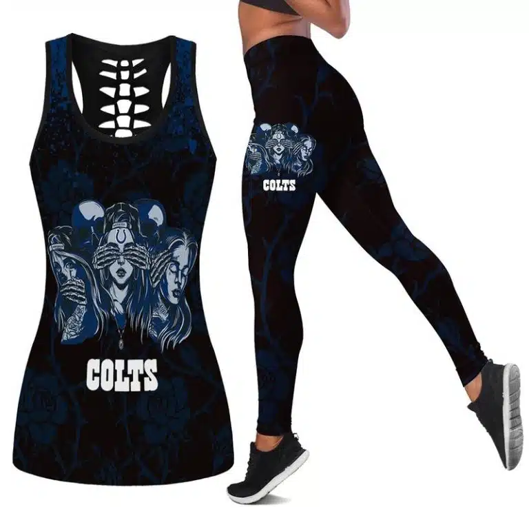 Indianapolis Colts Women's Hollow Out Tank Top + Legging OT19