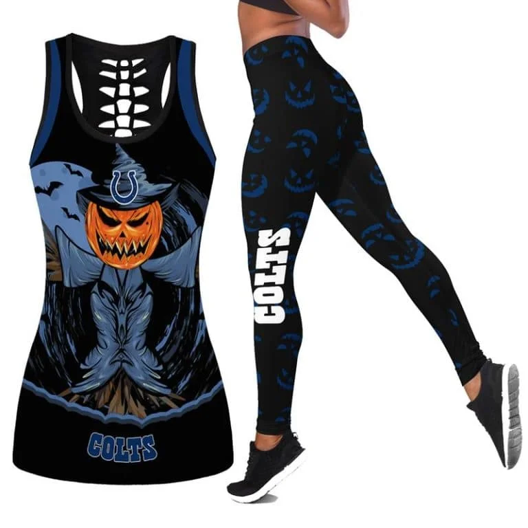 Indianapolis Colts Women's Hollow Out Tank Top + Legging IF39