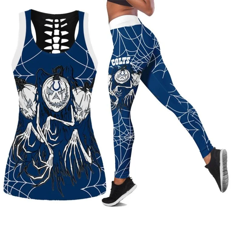 Indianapolis Colts Women's Hollow Out Tank Top + Legging OH82