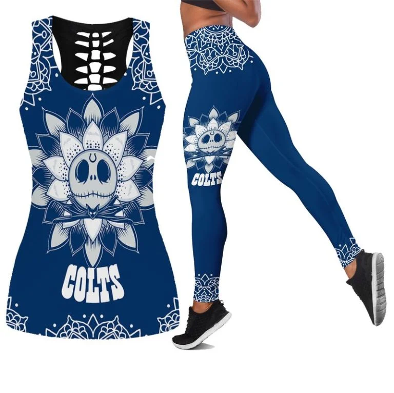 Indianapolis Colts Women's Hollow Out Tank Top + Legging TD25