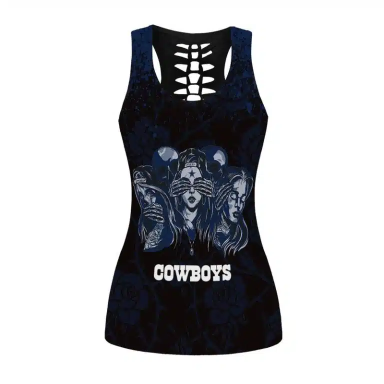 Dallas Cowboys Women's Hollow Out Tank Top + Legging JG67 - Image 2