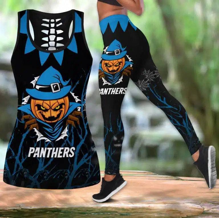 Carolina Panthers Women's Hollow Out Tank Top + Legging  UE24