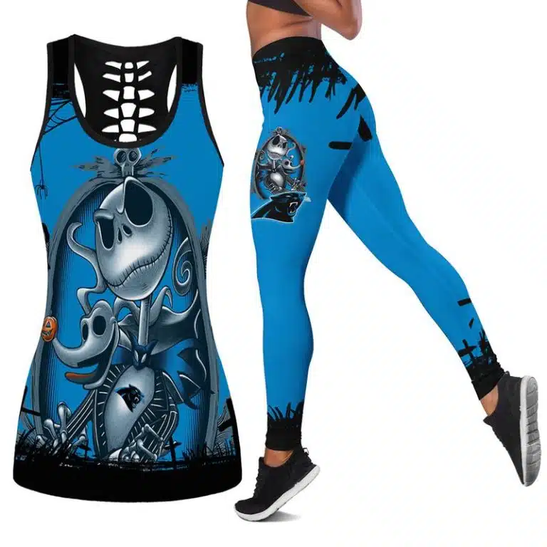 Carolina Panthers Women's Hollow Out Tank Top + Legging KF97