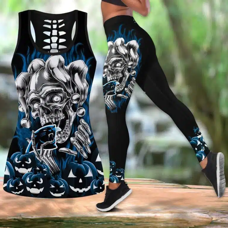 Carolina Panthers Women's Hollow Out Tank Top + Legging LE34