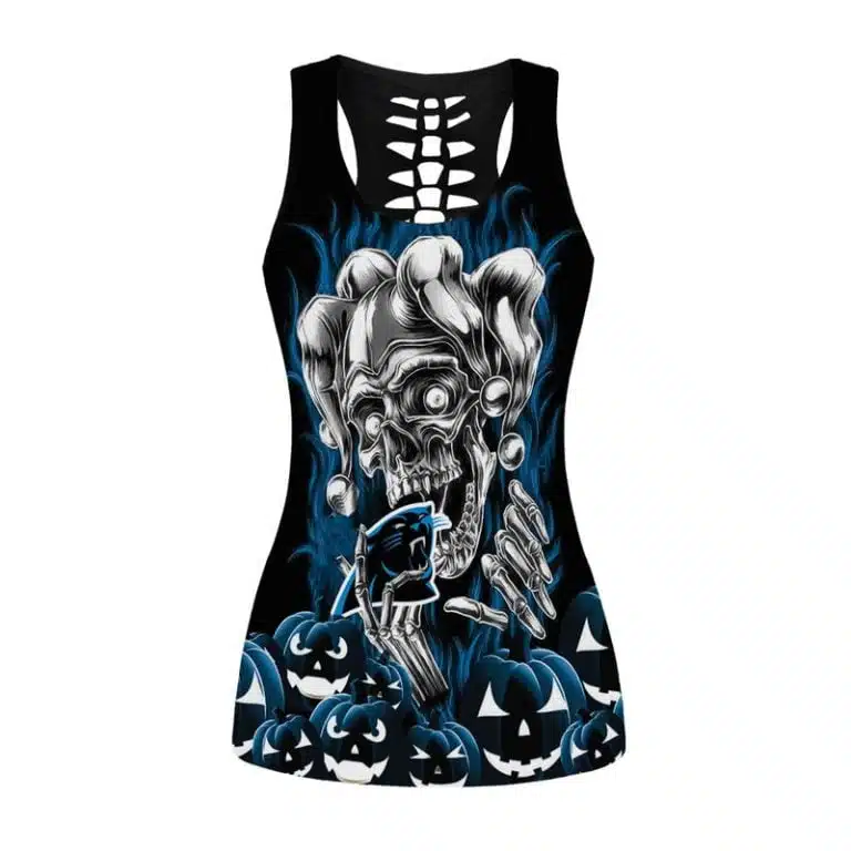 Carolina Panthers Women's Hollow Out Tank Top + Legging LE34 - Image 2