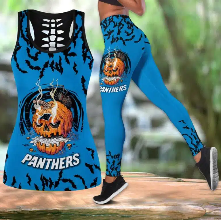 Carolina Panthers Women's Hollow Out Tank Top + Legging IE34