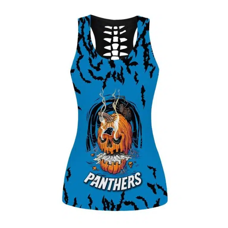 Carolina Panthers Women's Hollow Out Tank Top + Legging IE34 - Image 2