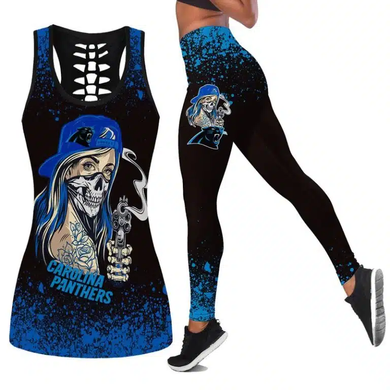 Carolina Panthers Women's Hollow Out Tank Top + Legging IF25