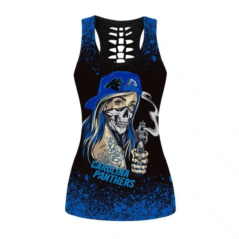 Carolina Panthers Women's Hollow Out Tank Top + Legging IF25 - Image 2