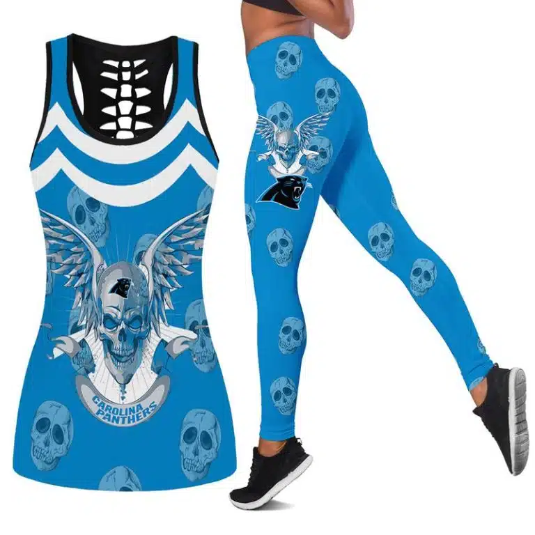 Carolina Panthers Women's Hollow Out Tank Top + Legging UE39