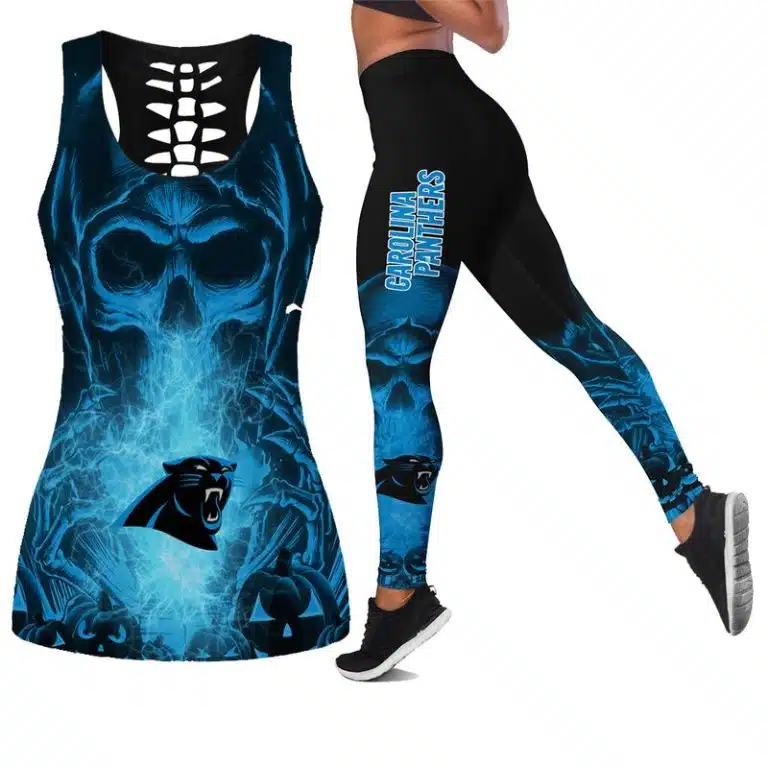Carolina Panthers Women's Hollow Out Tank Top + Legging PD32