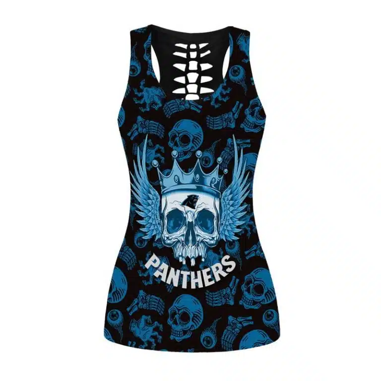 Carolina Panthers Women's Hollow Out Tank Top + Legging OE13 - Image 2
