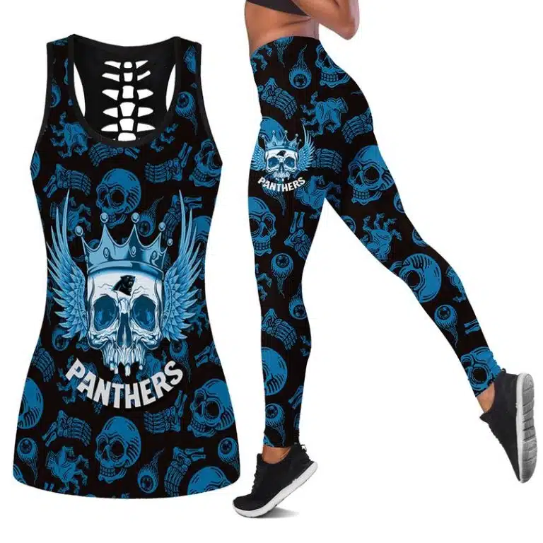 Carolina Panthers Women's Hollow Out Tank Top + Legging OE13