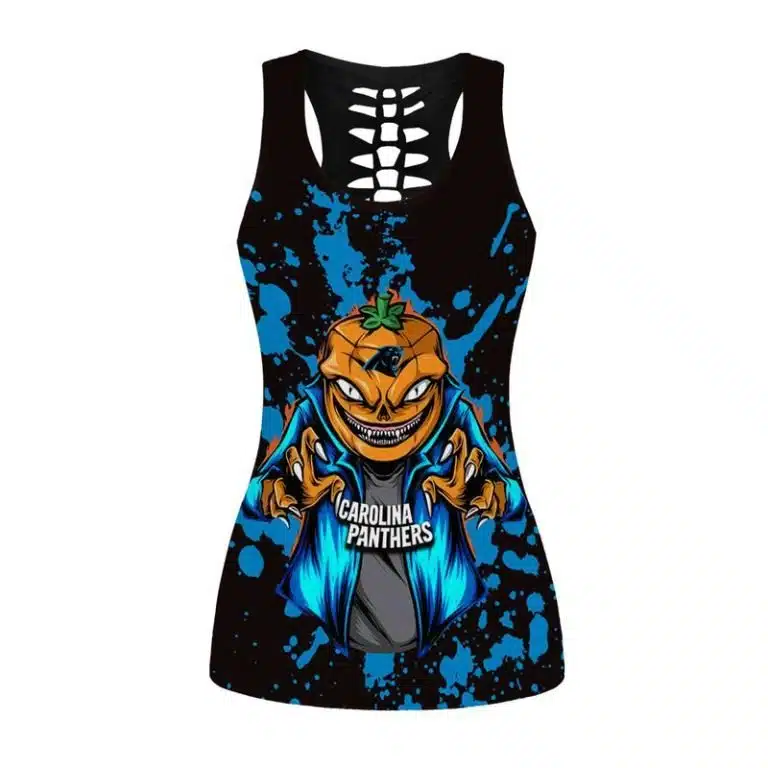 Carolina Panthers Women's Hollow Out Tank Top + Legging TK13 - Image 2