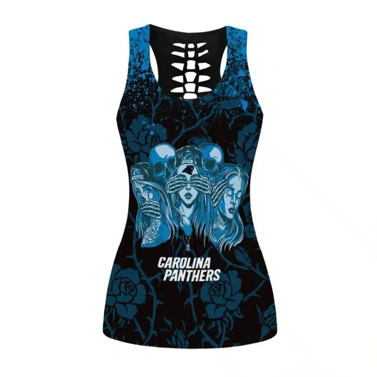 Carolina Panthers Women's Hollow Out Tank Top + Legging IR33 - Image 2