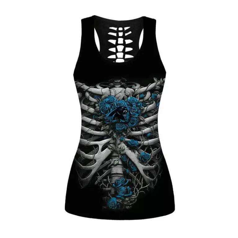 Carolina Panthers Women's Hollow Out Tank Top + Legging OF67 - Image 2