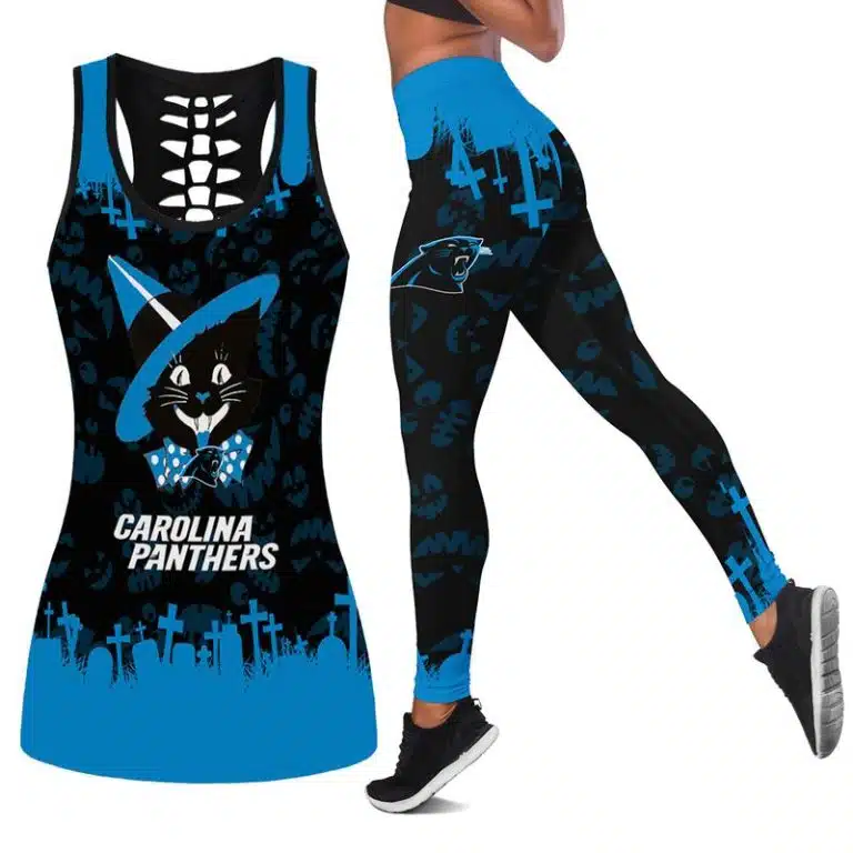 Carolina Panthers Women's Hollow Out Tank Top + Legging KE13