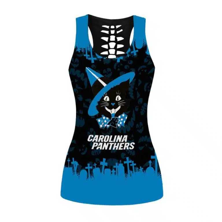 Carolina Panthers Women's Hollow Out Tank Top + Legging KE13 - Image 2