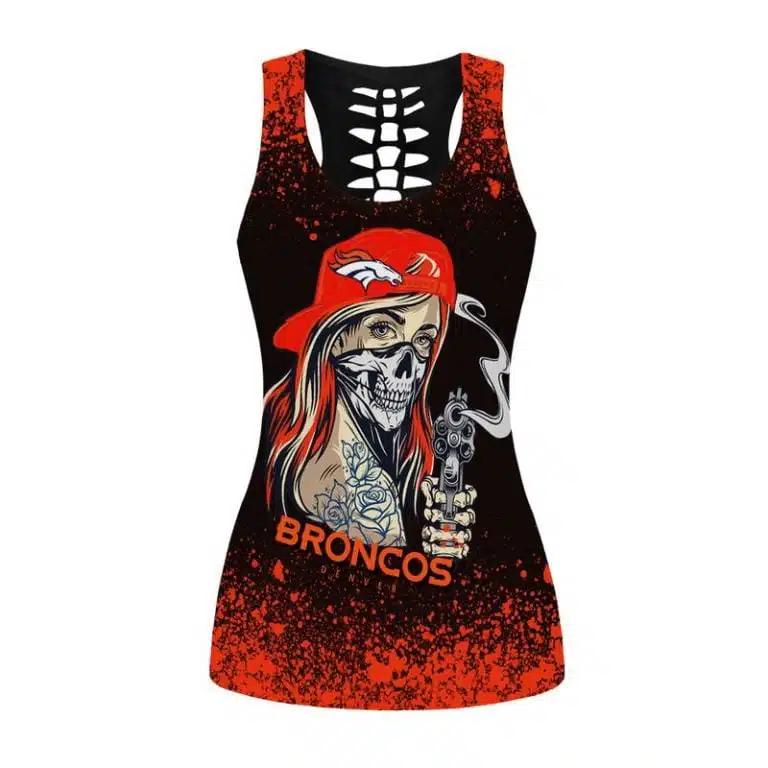 Denver Broncos Women's Hollow Out Tank Top + Legging IR69 - Image 2
