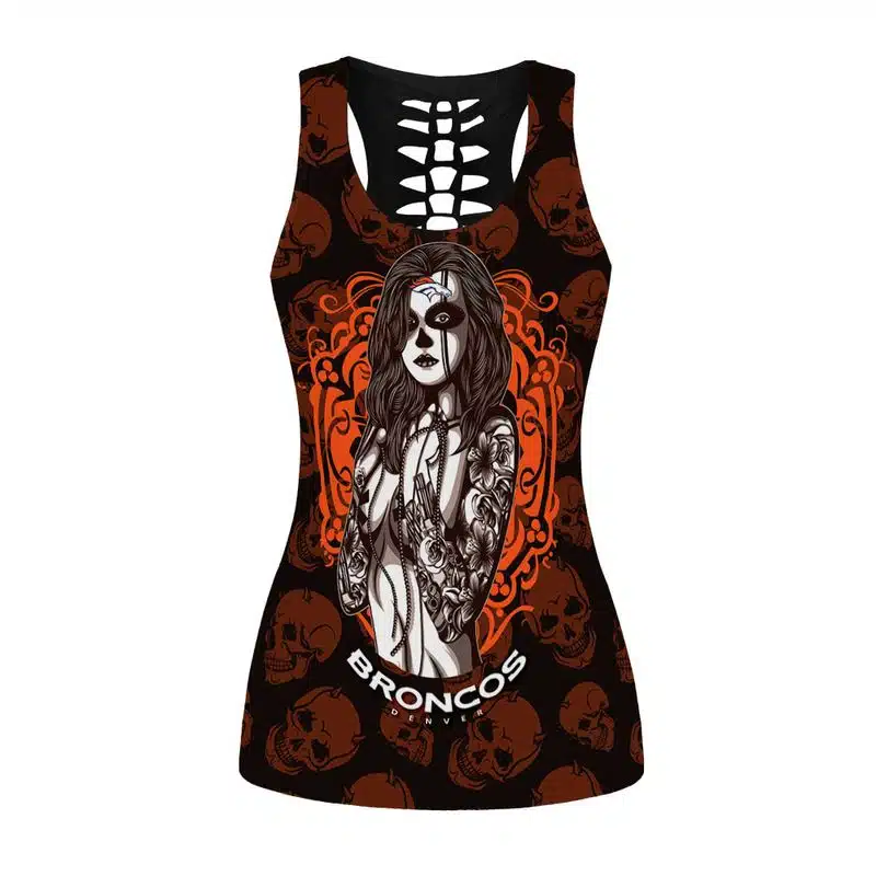Denver Broncos Women's Hollow Out Tank Top + Legging YD71 - Image 2